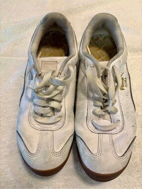 Puma White Leather Men's Sneakers with Gum Outsole